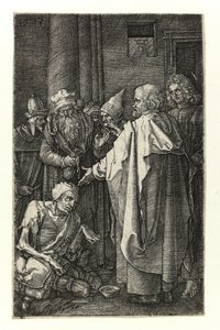 Sankt Peter og Sankt Johannes helbreder de krøblinge ved tempelporten af Albrecht Dürer