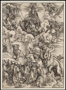 The Apocalypse: The Beast with Two Horns Like a Lamb, 1496-97 af Albrecht Dürer