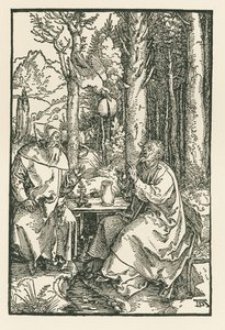 Eremitterne Sankt Antonius den Store og Sankt Paulus, ca. 1503-04 (træsnit) af Albrecht Dürer or Duerer