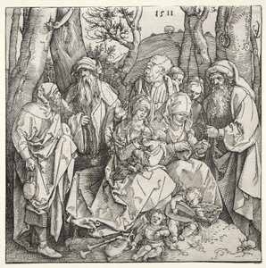 Den hellige familie med to musiker-engle af Albrecht Dürer or Duerer