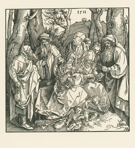Det hellige slægtskab med lutspillende engle af Albrecht Dürer or Duerer