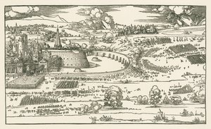 Belejringen af en fæstning. Venstre blok af Albrecht Dürer or Duerer