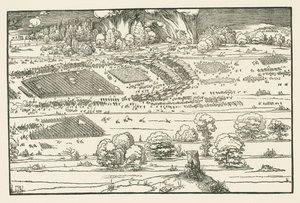 Belejringen af en fæstning. Højre blok af Albrecht Dürer or Duerer