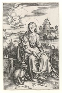 Jomfruen med aben, ca. 1498 (Burin-gravering) af Albrecht Dürer