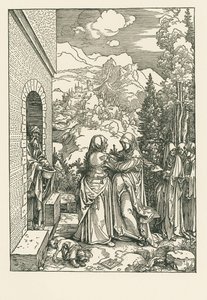 Besøgelsen - Den hellige Maria besøger den hellige Elisabeth, ca. 1503-04 (træsnit) af Albrecht Dürer or Duerer