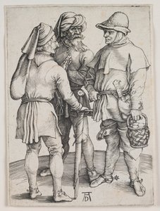 Tre bønder i samtale, ca. 1497 (kobberstik) af Albrecht Dürer or Duerer