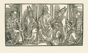 Tre biskopper og to munke af Albrecht Dürer or Duerer