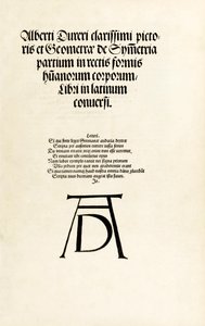Titelside med Durers træsnitmonogram fra 