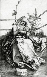 Jomfru og barn siddende på en græsbænk af Albrecht Dürer