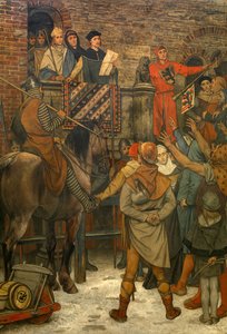 Udsmykning i Brügges rådhus, ca. 1895-1900 (vægmaleri) af Albrecht de Vriendt