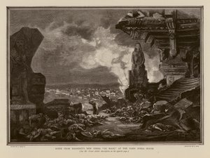 Scene fra Massenets opera, Le Mage, i operahuset i Paris (kobberstik) af Alcide Theophile Robaudi