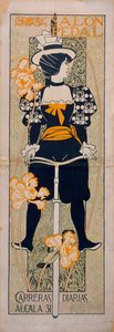 ""Salon Pedal"" Annonce for en cykelbane i Malaga (Spanien) - Litografi af Alexandre de Riquer i Ynglada (1856-1920)