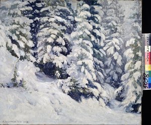 Skov om vinteren. Maleri af Alexander Alexeyevich Borisov (1866-1934). Olie på lærred, 78 x 90 cm af Aleksandr Alekseevich Borisov
