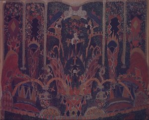 Design af maskeradegardin til teaterstykket Maskeraden af M. Lermontov, 1917 af Aleksandr Jakovlevic Golovin