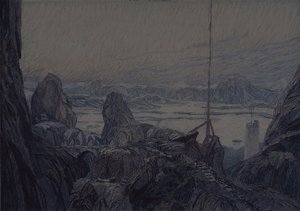 Scenografi til teaterstykket Fruen fra havet af H. Ibsen, 1905 af Aleksandr Jakovlevic Golovin