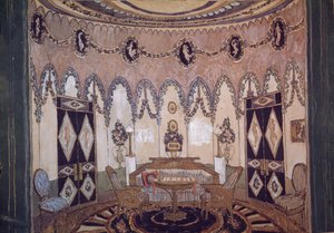 Scenedesign til teaterstykket Two Brothers af M. Lermontov, 1915 af Aleksandr Jakovlevic Golovin