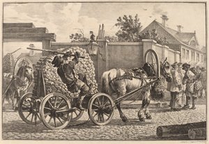 Russisk portør bærer træ på en vogn af Aleksandr Osipovich Orlovskii