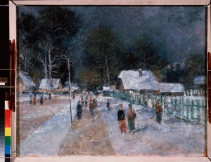 Vinter. Værk af Alexander Vasilyevich Shevchenko (Alexander Shevchenko) (1883-1948), olie på pap