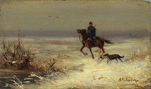 På Jagten, anden halvdel af 1800-tallet. af Aleksei Danilovich Kivshenko