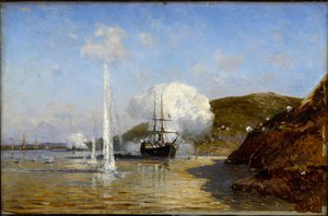 Nikolai Skrydlovs (1844-1918) handling på Donau af Alexei Petrovich Bogolyubov (Bogoliubov eller Bogolioubov) (1824-1896) af Aleksei Petrovich Bogolyubov
