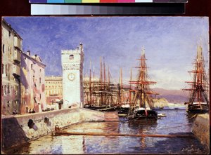 Savona (Savona) (Italien). Maleri af Alexei Petrovich Bogolyubov (Bogoliubov eller Bogolioubov) (1824-1896). Olie på lærred