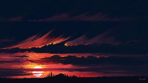 Dramatisk solnedgang ved horisonten af Alena Aenami