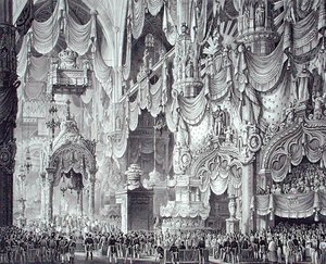 Kroningen af Ferdinand I (1793-1875) i Milanos katedral af Alessandro (after) Sanquirico