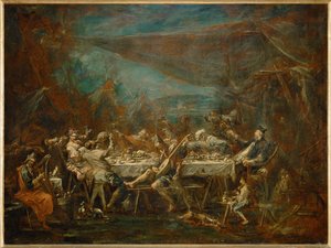Banquet nuptial de bohemiens - Bryllupsbanket af ... af Alessandro (style of) Magnasco