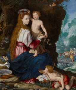 Madonna med Jesusbarnet og den hellige Johannes Døber af Alessandro Allori