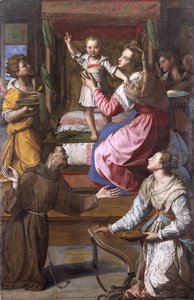 Jomfru og barn med de hellige Frans og Lucia af Alessandro Allori