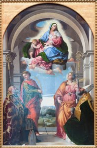 Jomfruen med barnet og Johannesbarnet af Alessandro Bonvicino Moretto