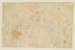 Studier af engle og amoriner (Recto); Arkitektstudier (verso) af Alessandro Casolani