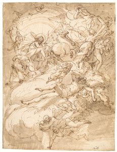 Apollo i sin vogn, design til et loftmaleri af Alessandro Gherardini