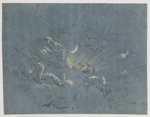 Selene og Endymion, design til et loftmaleri af Alessandro Gherardini