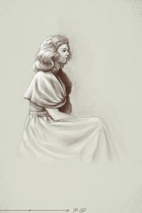 En ung kvinde, der levede under det første imperium, begyndelsen af det 19. århundrede. Illustration af Alessandro Lonati. 2010 af Alessandro Lonati