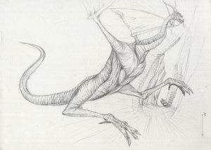 Fantastic Creature: A Dragon Pencil Sketch af Alessandro Lonati af Alessandro Lonati