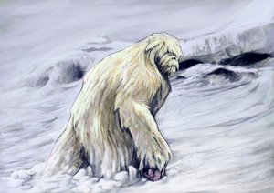 Fantastiske monstre og væsner, kryptozoologi: repræsentation af en yeti eller "afskyelig snemand" antropomorf skabning fra folkloren i Himalaya-regionen (Yeti eller afskyelige snemand er en abelignende kryptid, der siges at bebo Himalaya-regionen Ne