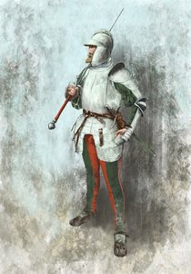 Lansquenet i rustning (illustration) af Alessandro Lonati