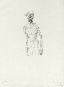 Legendarisk væsen: Chupacabra, sydamerikansk vampyr Tegning af Alessandro Lonati af Alessandro Lonati