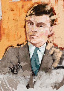 Portræt af matematiker Alan Turing, 2023 (illustration) af Alessandro Lonati