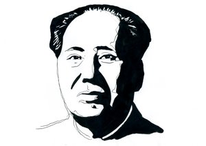 Portræt af kinesisk kommunistisk revolutionær og grundlæggeren af Folkerepublikken Kina Mao Zedong af Alessandro Lonati