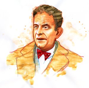 Portræt af den franske psykiater og psykoanalytiker Jacques Lacan (1901-1981) (Portræt af den franske psykoanalytiker og psykiater Jacques Lacan) af Alessandro Lonati
