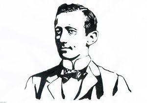 Portræt af Guglielmo Marconi (1874-1937), italiensk fysiker, opfinder af telegrafen af Alessandro Lonati