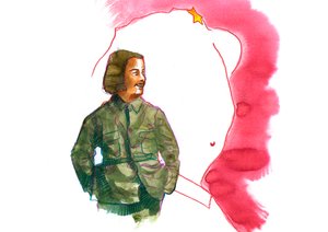 Portræt af Jiang Qing (1914-1991) Mao Zedongs hustru (Portræt af Jiang Qing som Madame Mao) af Alessandro Lonati