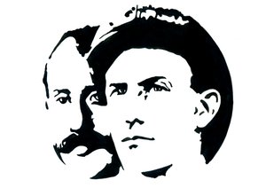Portræt af Orville (1871-1948) og Wilbur Wright (1867-1912) Amerikanske pionerer af luftfart (Wright Brothers, Orville og Wilbur American Brothers, Inventors and Aviation Pioneers) af Alessandro Lonati