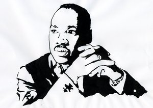 Portræt af pastor Martin Luther King (1929-1968) Illustration af Alessandro Lonati