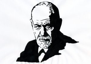 Portræt af Sigmund Freud (1856-1939), østrigsk psykiater (Portræt af Sigmund Freud østrigsk neurolog og psykoanalysens fader) - Illustration af Alessandro Lonati af Alessandro Lonati
