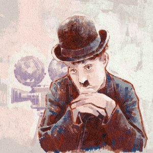 Portræt af skuespiller og instruktør Charlie Chaplin (illustration) af Alessandro Lonati