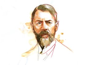 Portræt af den tyske sociolog Max Weber (1864 - 1920) (Max Weber tysk sociolog, filosof, jurist og politisk økonom) af Alessandro Lonati