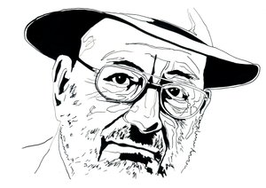 Portræt af den italienske intellektuelle Umberto Eco (1932-2016) af Alessandro Lonati